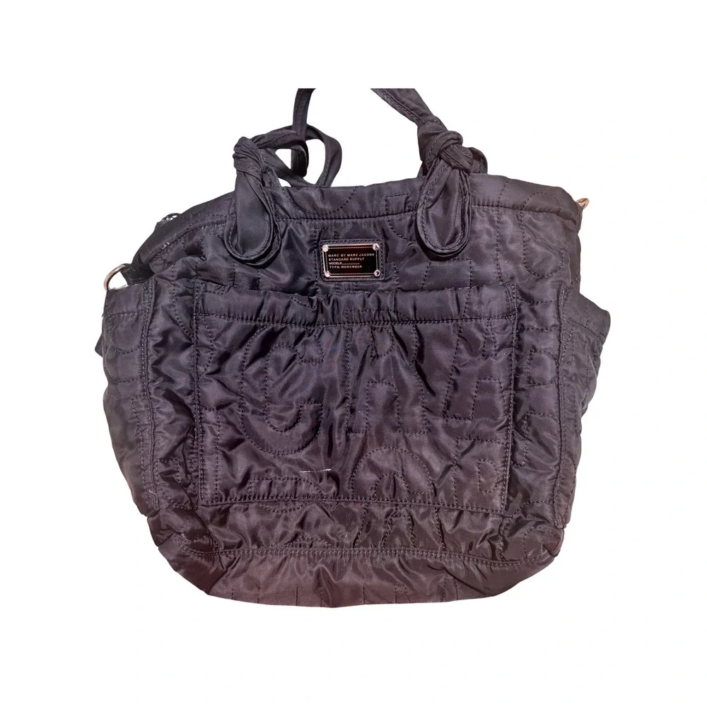 Marc by Marc Jacobs Black Quilted Nylon Tote Bag Shoulder‎ Handbag Babybag